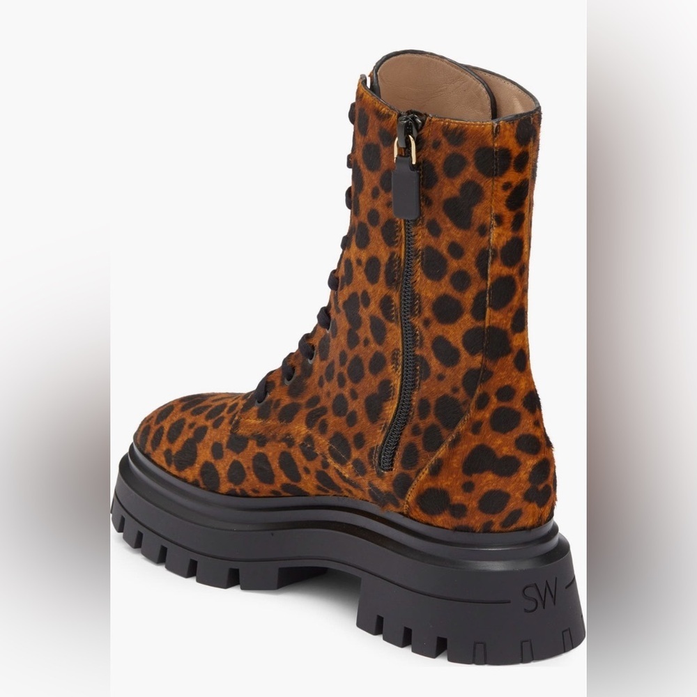 SOLD OUT Stuart Weitzman Bedford Sleek Leopard Calf Hair Boots NWT 5.5 $695 Rare - Picture 4 of 16